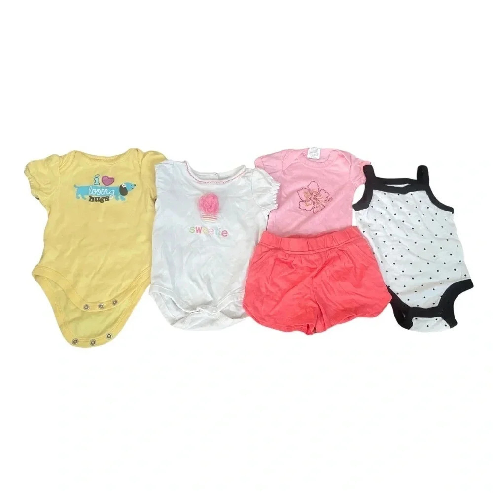 Adorable Baby Girls’ Bodysuits and Shorts Bundle,Circo, Small Wonders, Old Navy,